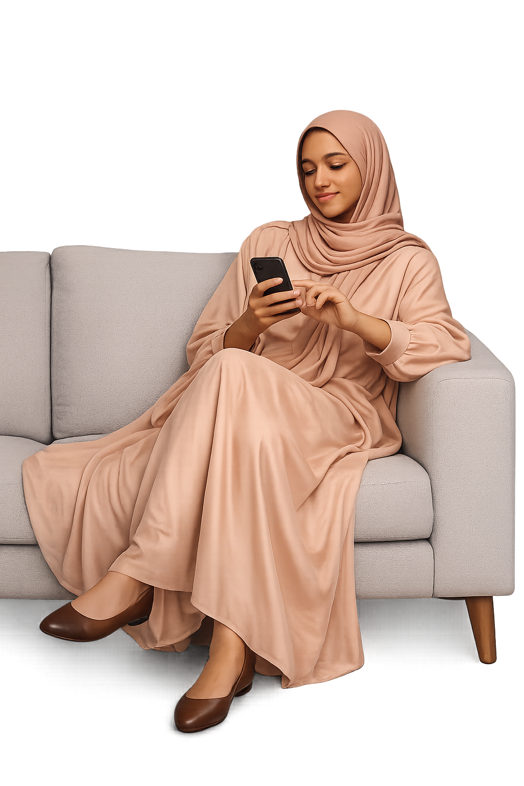 Minnu scrolling on phone